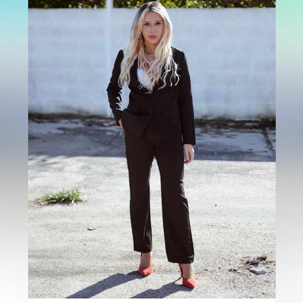 Luvamia 2 Piece Outfits for Women Dressy Blazer Jackets High Waisted Straight